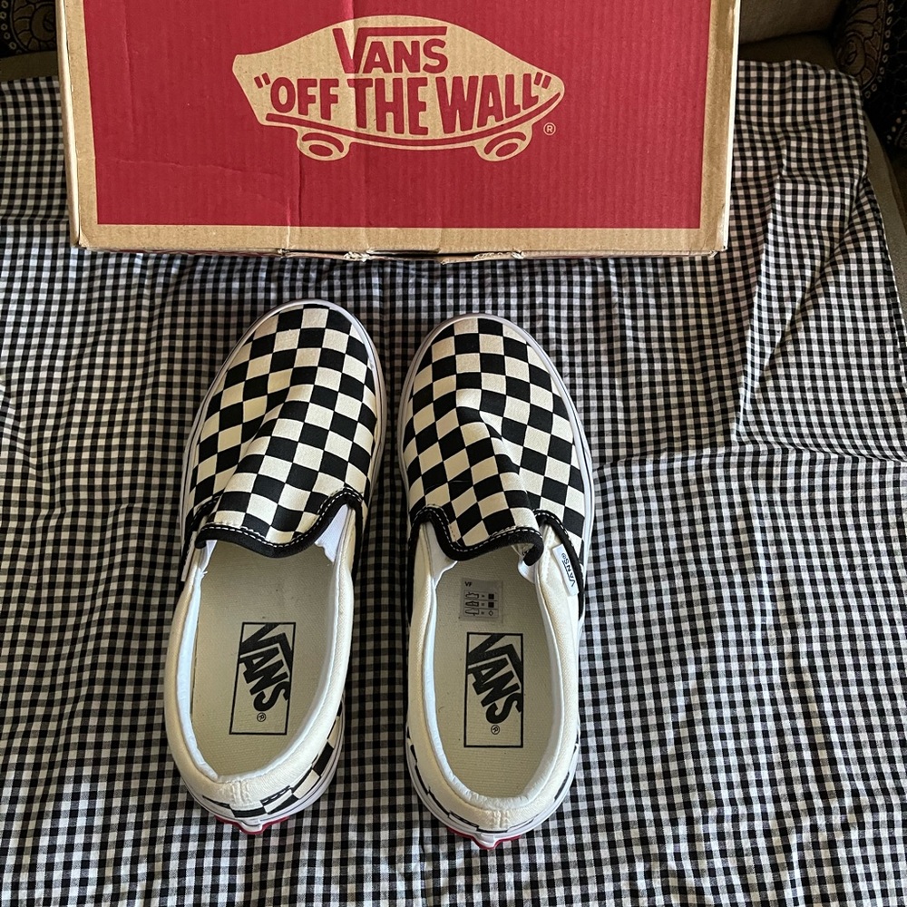 Vans old skool checkerboard slide ins